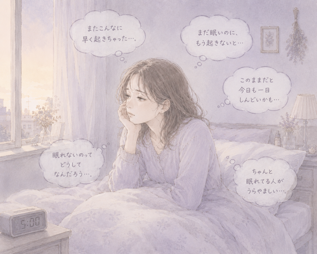 不眠で悩んでいる女性