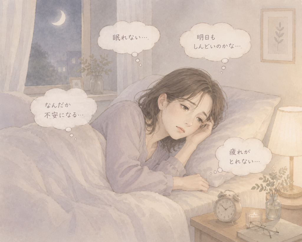 海老名市で不眠に悩む女性のイメージ